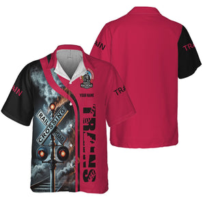 Railspirit Custom Name Durango And Silverton Narrow Gauge Railroad Hawaiian Shirt Railroad Crossing Sign Printed Train Shirt