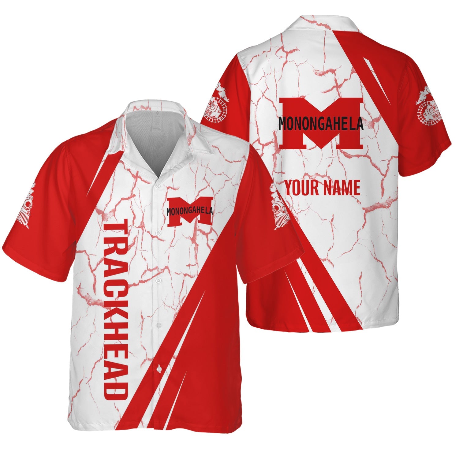 Railspirit Personalized Monongahela Railroad Hawaiian Shirt Crackle Texture Style Shirt For Trackhead