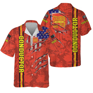 Railspirit Personalized Strasburg Railroad Hawaiian Shirt USA Flag Claw Art with Custom Job Train Shirt