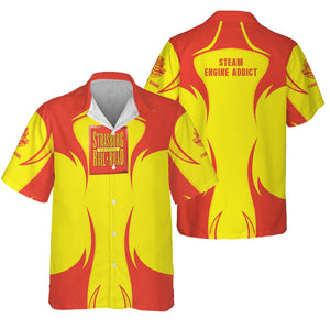 Railspirit Personalized Strasburg Railroad Hawaiian Shirt Distinctive Flame Style Shirt For Steam Engine Addict