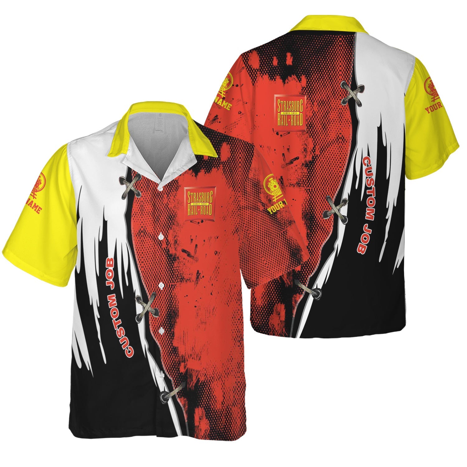 Railspirit Personalized Strasburg Railroad Hawaiian Shirt Retro Stitches Design with Custom Position Train Shirt