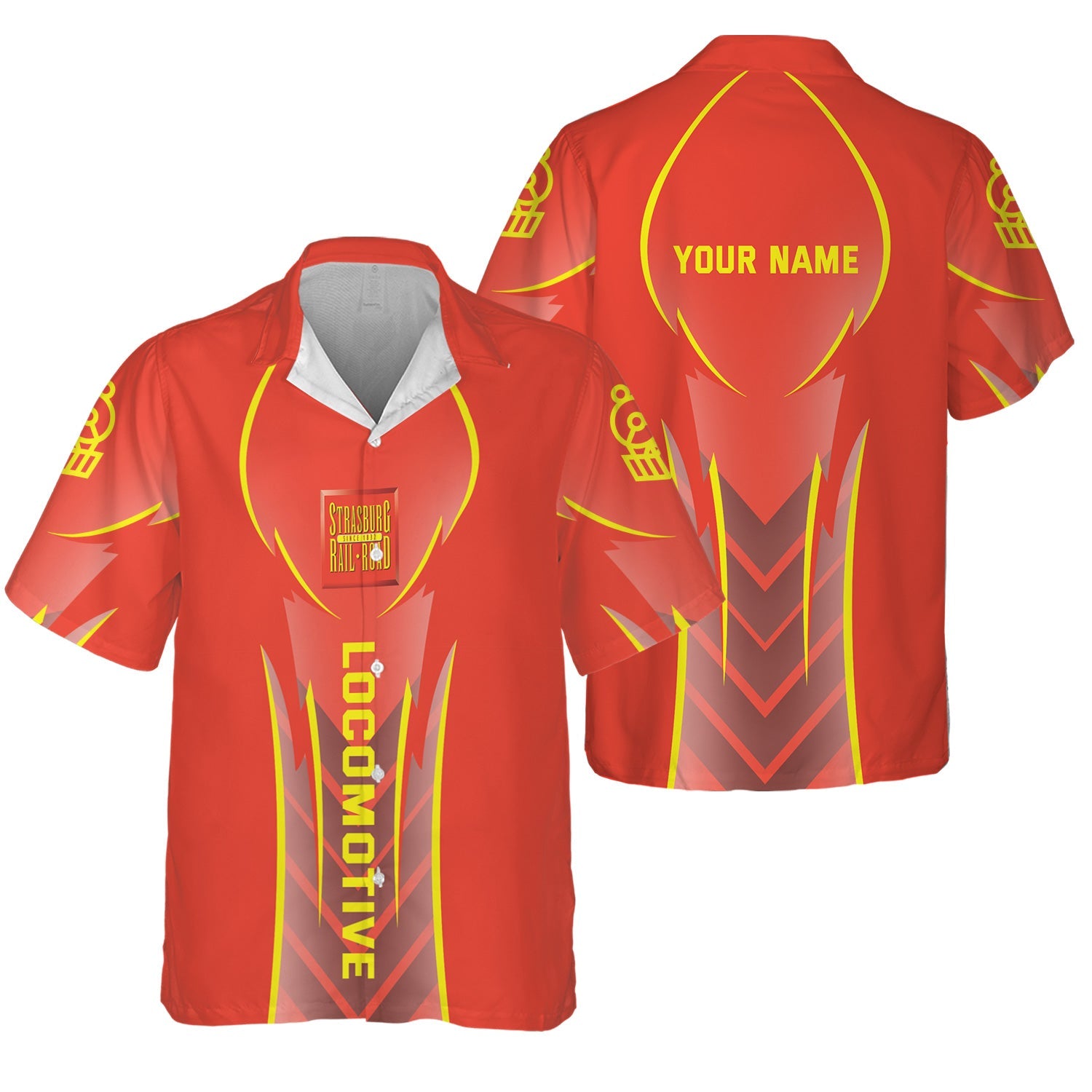 Railspirit Personalized Strasburg Railroad Hawaiian Shirt Striking Line Style Train Shirt For Locomotive Lovers