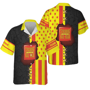 Railspirit Personalized Strasburg Railroad Hawaiian Shirt American Flag with Crack Effect Train Shirt