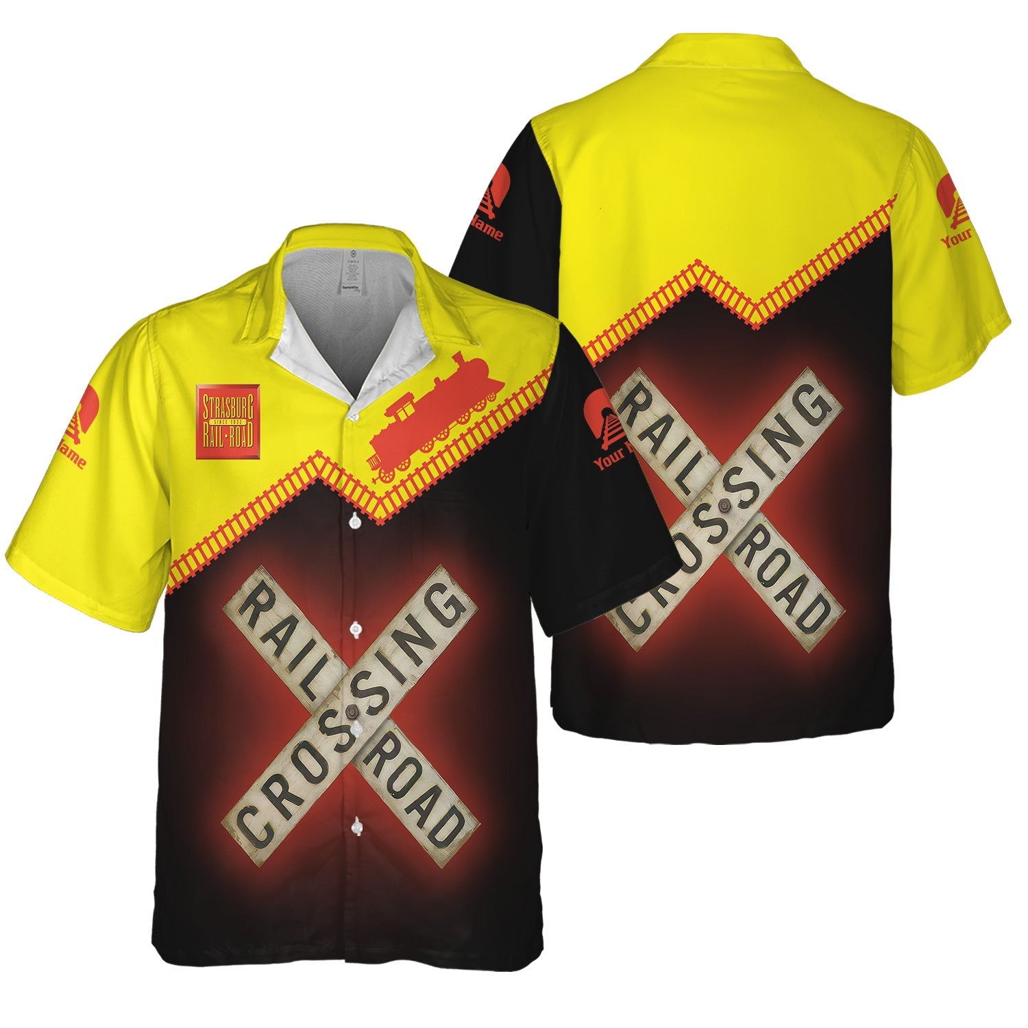 Railspirit Personalized Strasburg Railroad Hawaiian Shirt Railroad Crossing Printed Train Track Shirt