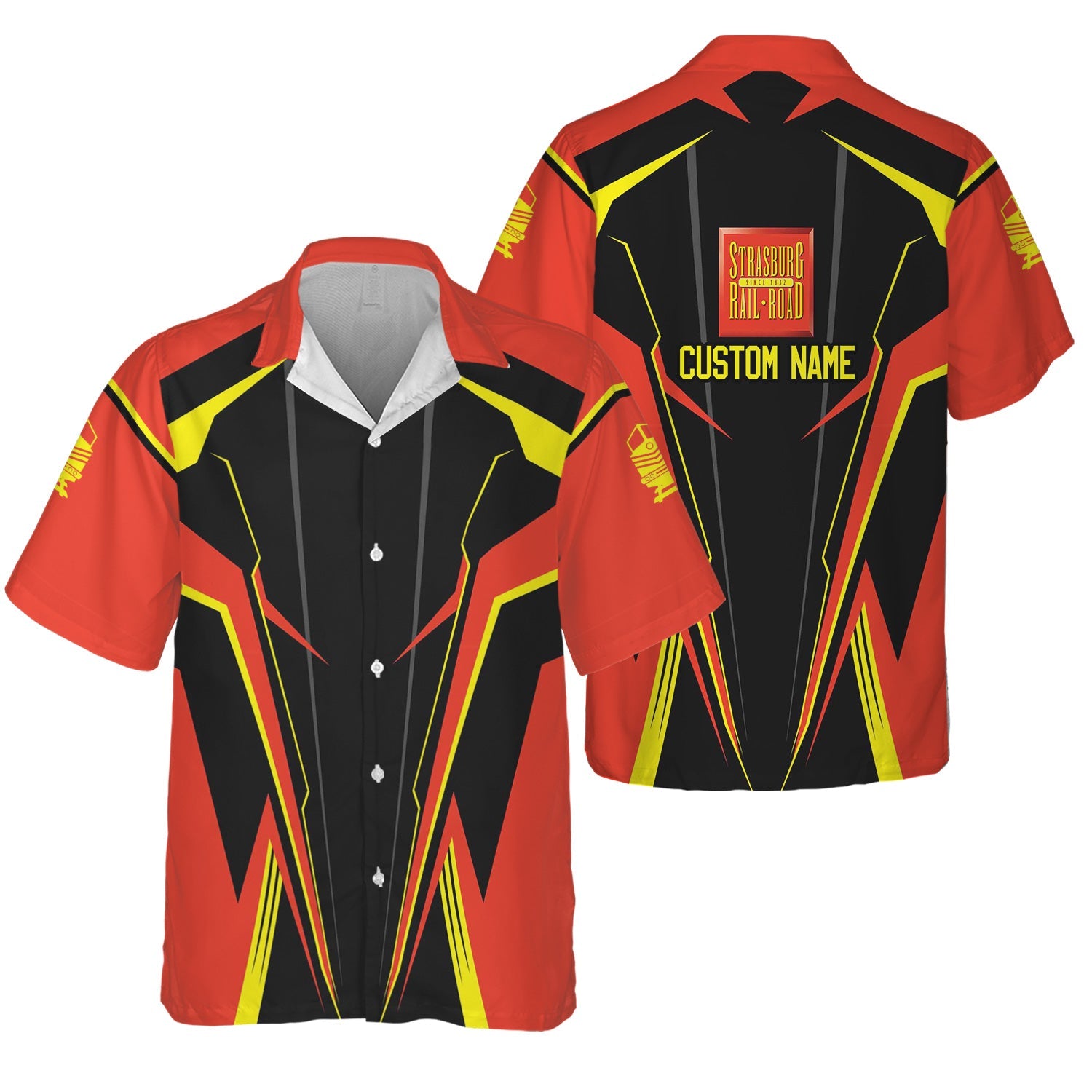 Railspirit Personalized Strasburg Railroad Hawaiian Shirt Lightning-Edge Design Train Shirt For Railroad Lovers