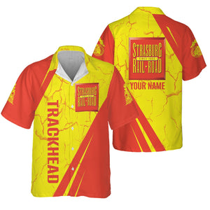 Railspirit Personalized Strasburg Railroad Hawaiian Shirt Crackle Texture Style Shirt For Trackhead