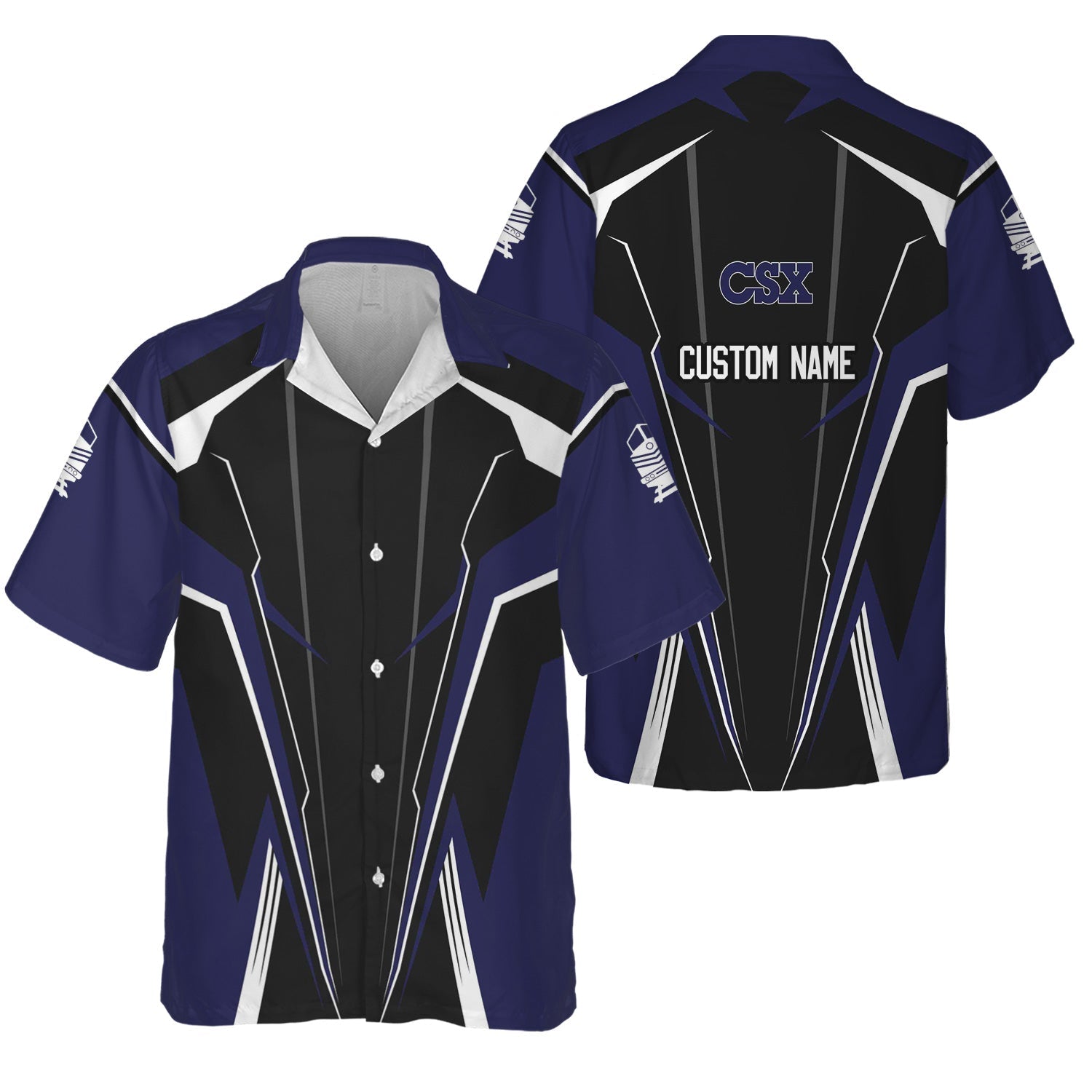 Railspirit Personalized CSX Transportation Railroad Hawaiian Shirt Lightning-Edge Design Train Shirt For Railroad Lovers