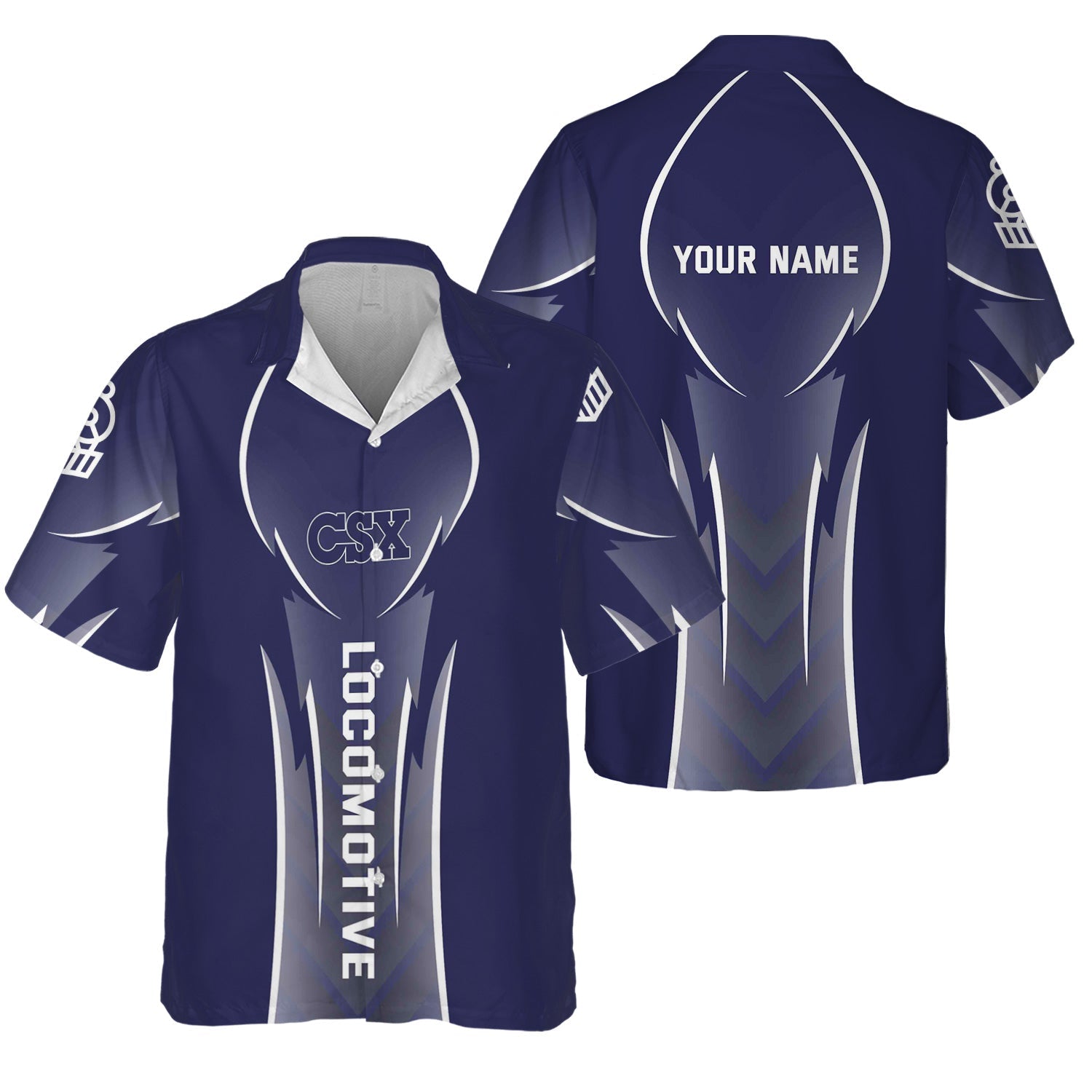 Railspirit Personalized CSX Transportation Railroad Hawaiian Shirt Striking Line Style Train Shirt For Locomotive Lovers