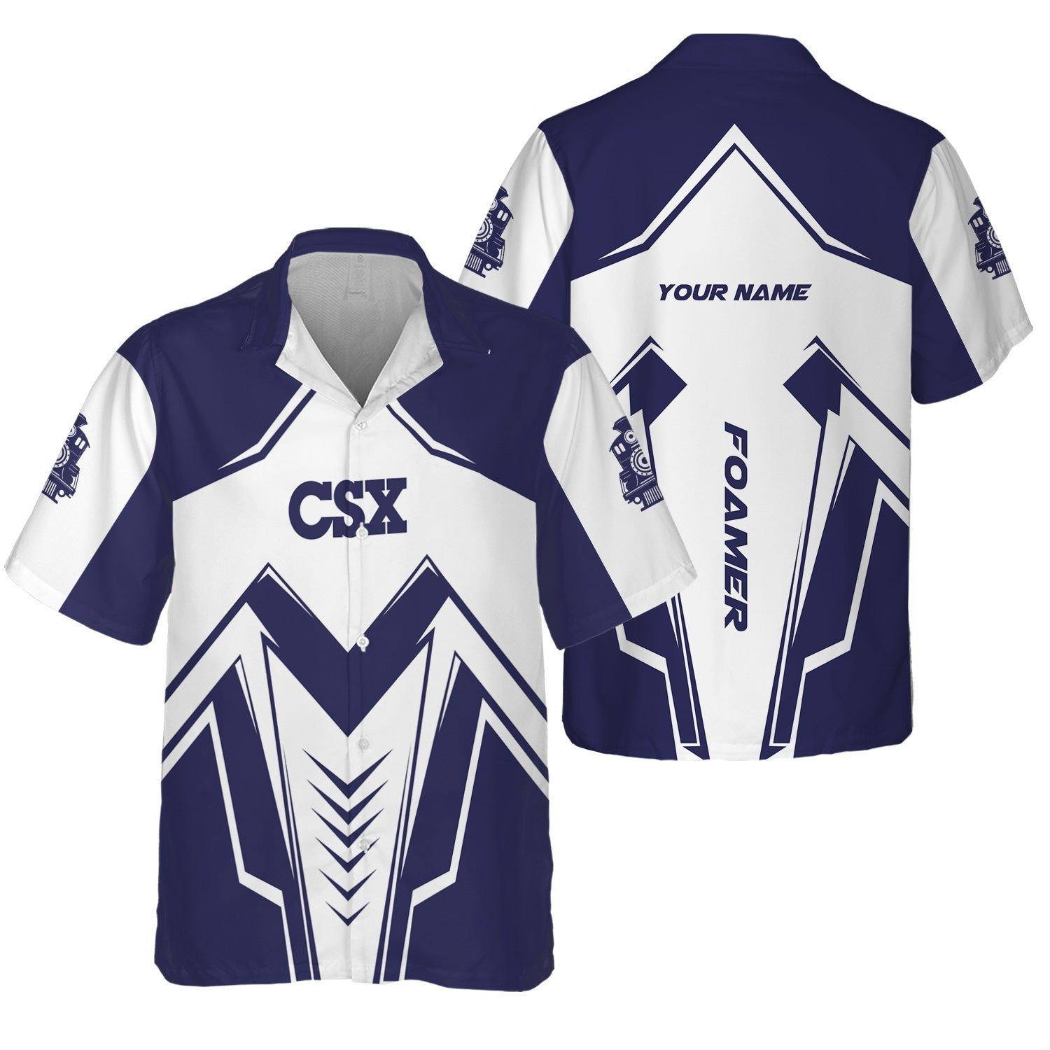 Railspirit Personalized CSX Transportation Railroad Hawaiian Shirt Railway Trainspotter Style Shirt Gift Idea For Foamers