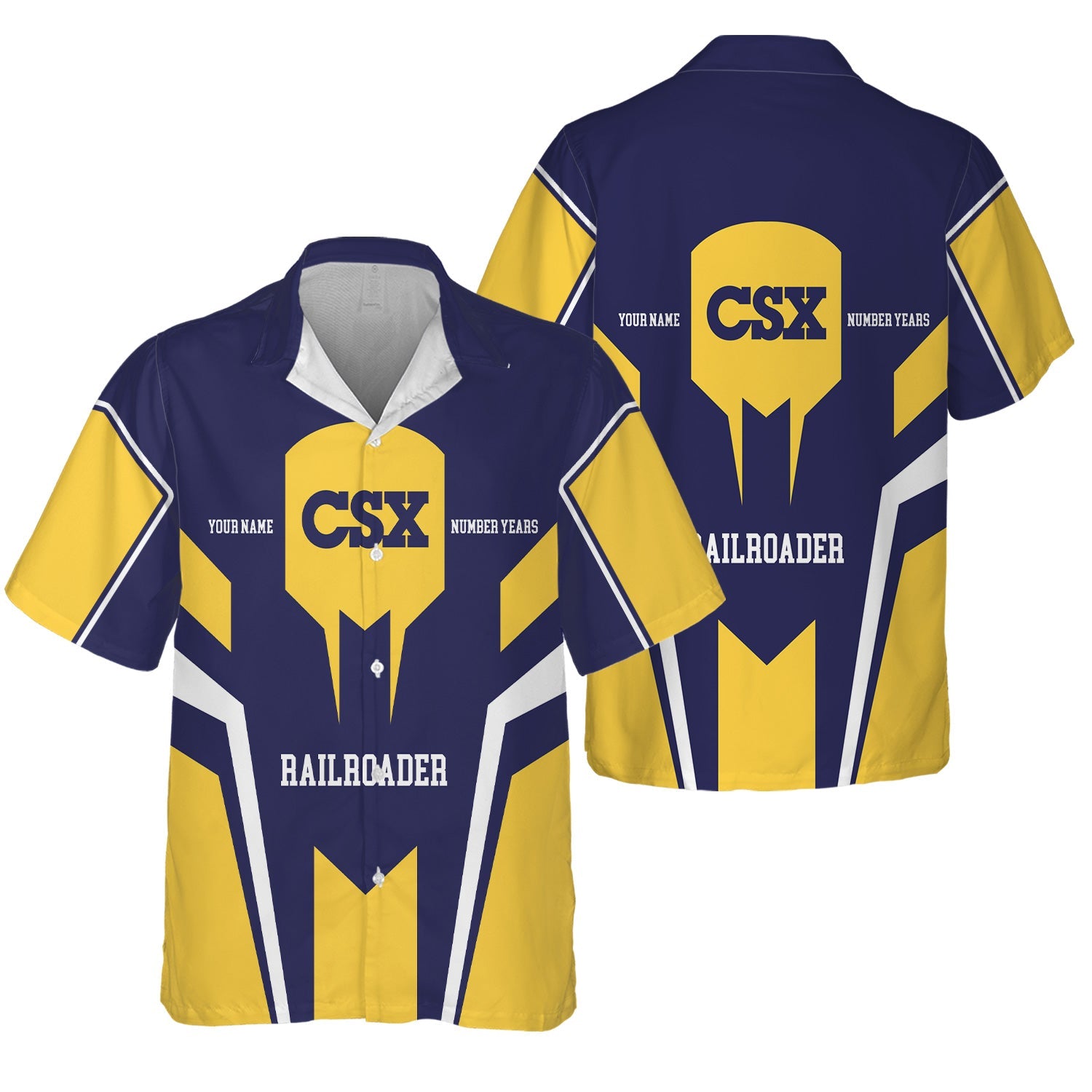 Railspirit Personalized CSX Transportation Railroad Hawaiian Shirt Custom Year Railroader Shirt Gift Idea For Train Lover