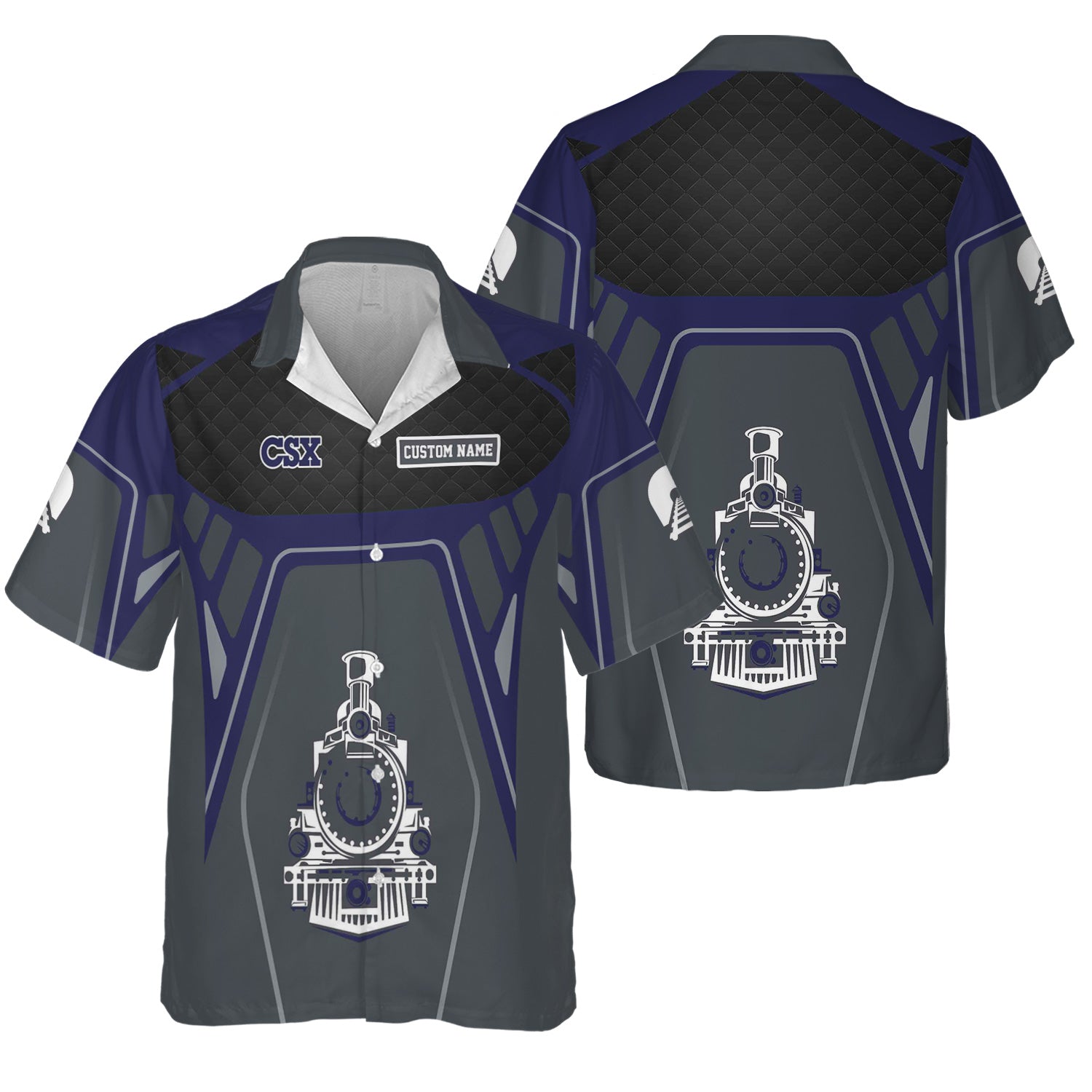 Railspirit Personalized CSX Transportation Railroad Hawaiian Shirt Steam Locomotive Engine Graphic Train Shirt All Over Print