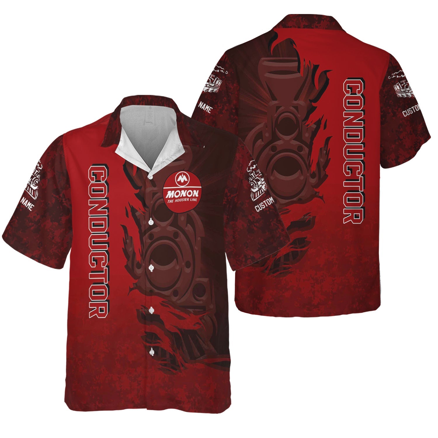 Railspirit Personalized Monon Railroad Hawaiian Shirt Blazing Style with Custom Position Train Shirt