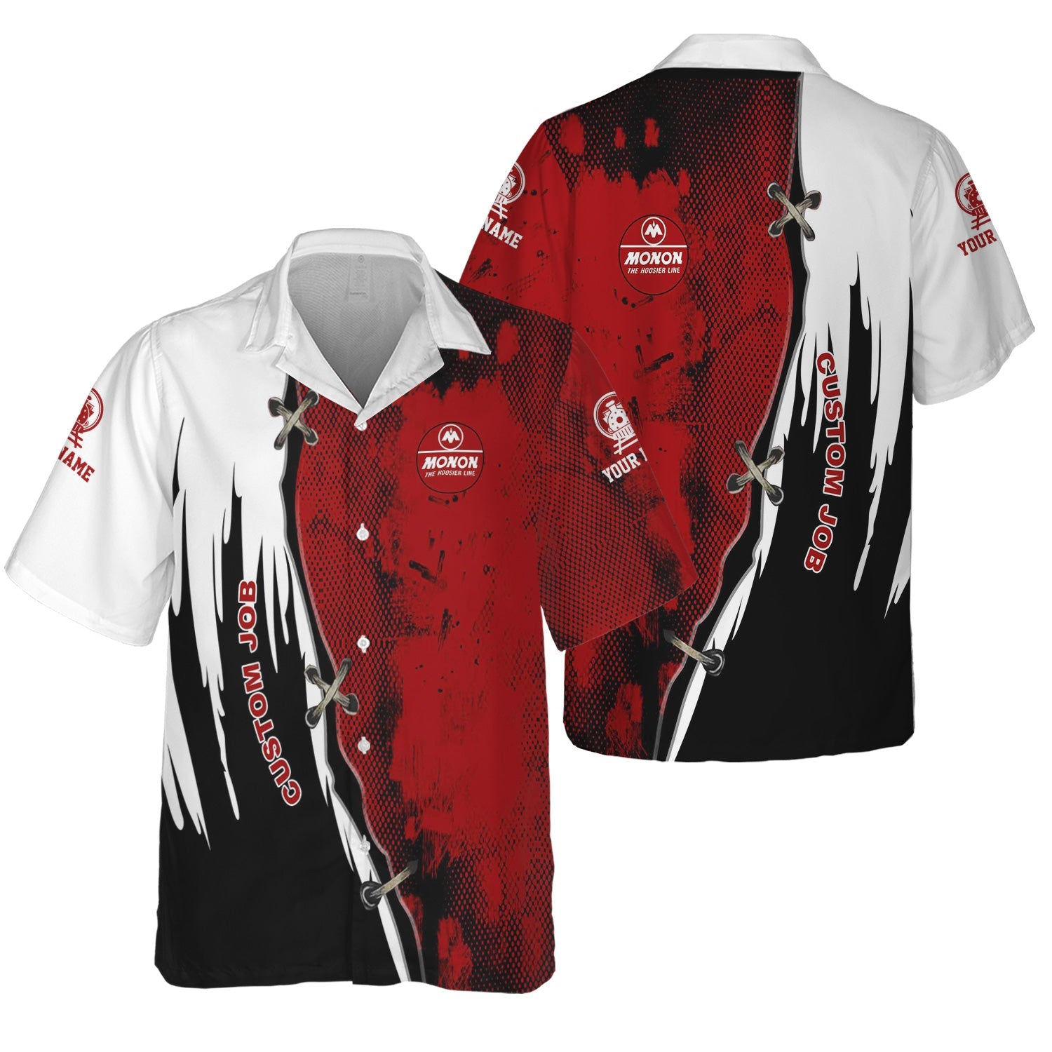 Railspirit Personalized Monon Railroad Hawaiian Shirt Retro Stitches Design with Custom Position Train Shirt