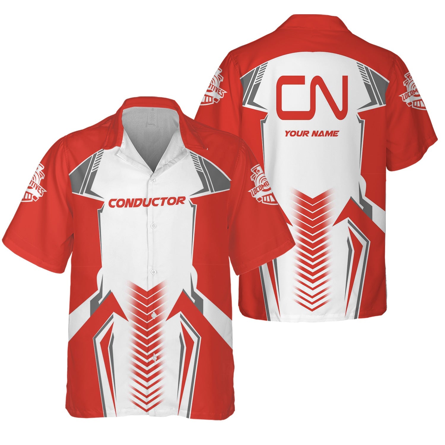 Railspirit Personalized Canadian National Railroad Hawaiian Shirt Standout Style with Custom Position Train Shirt