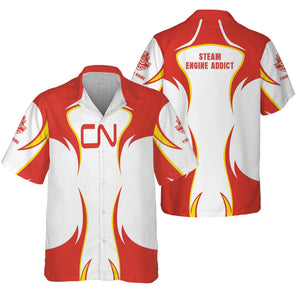 Railspirit Personalized Canadian National Railroad Hawaiian Shirt Distinctive Flame Style Shirt For Steam Engine Addict