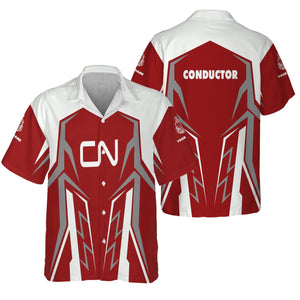Railspirit Personalized Canadian National Railroad Hawaiian Shirt Futuristic Design with Custom Job Train Shirt