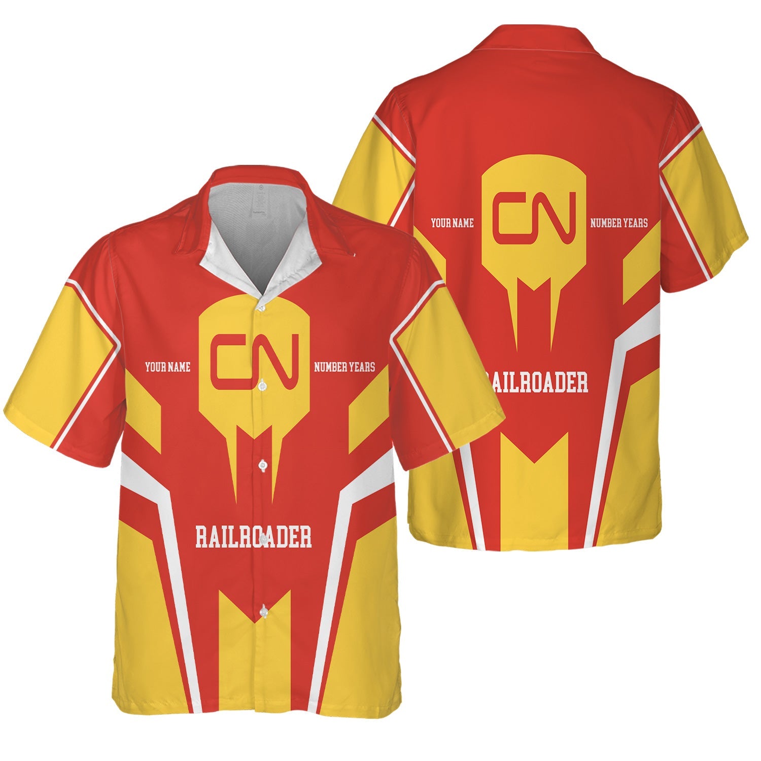 Railspirit Personalized Canadian National Railroad Hawaiian Shirt Custom Year Railroader Shirt Gift Idea For Train Lover