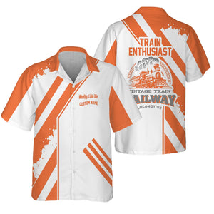 Railspirit Personalized Wheeling And Lake Erie Railroad Hawaiian Shirt Locomotive Design Train Shirt for Train Enthusiast