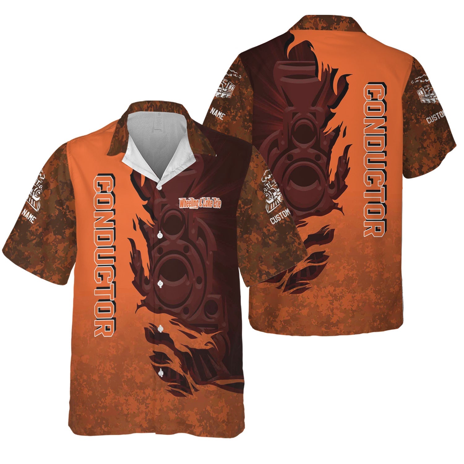 Railspirit Personalized Wheeling And Lake Erie Railroad Hawaiian Shirt Blazing Style with Custom Position Train Shirt