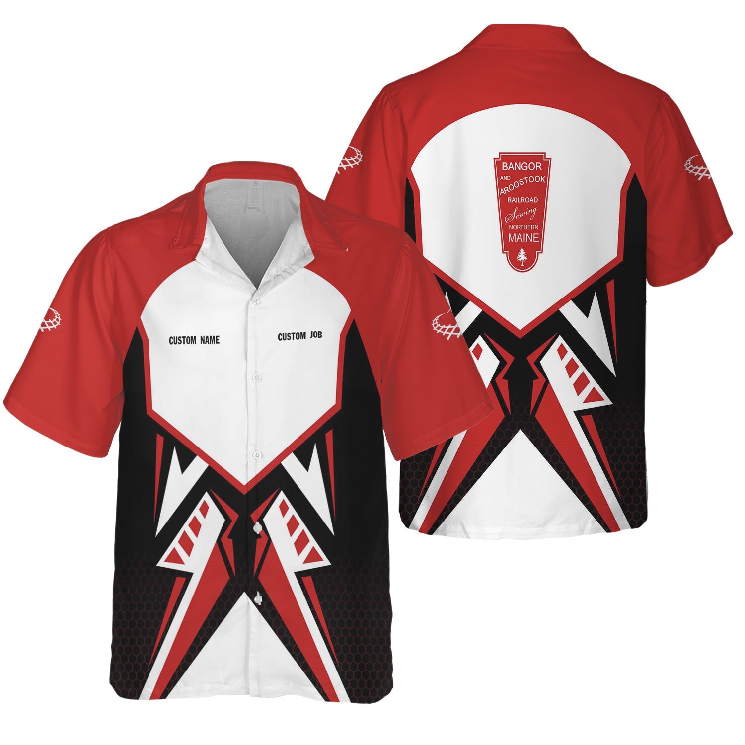 Railspirit Personalized Bangor And Aroostook Railroad Hawaiian Shirt Vibriant Style with Custom Position Train Shirt