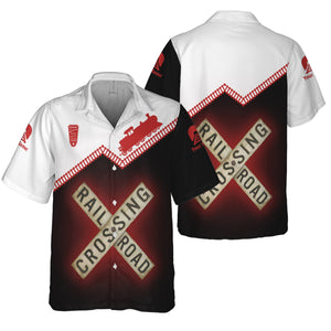 Railspirit Personalized Bangor And Aroostook Railroad Hawaiian Shirt Railroad Crossing Printed Train Track Shirt