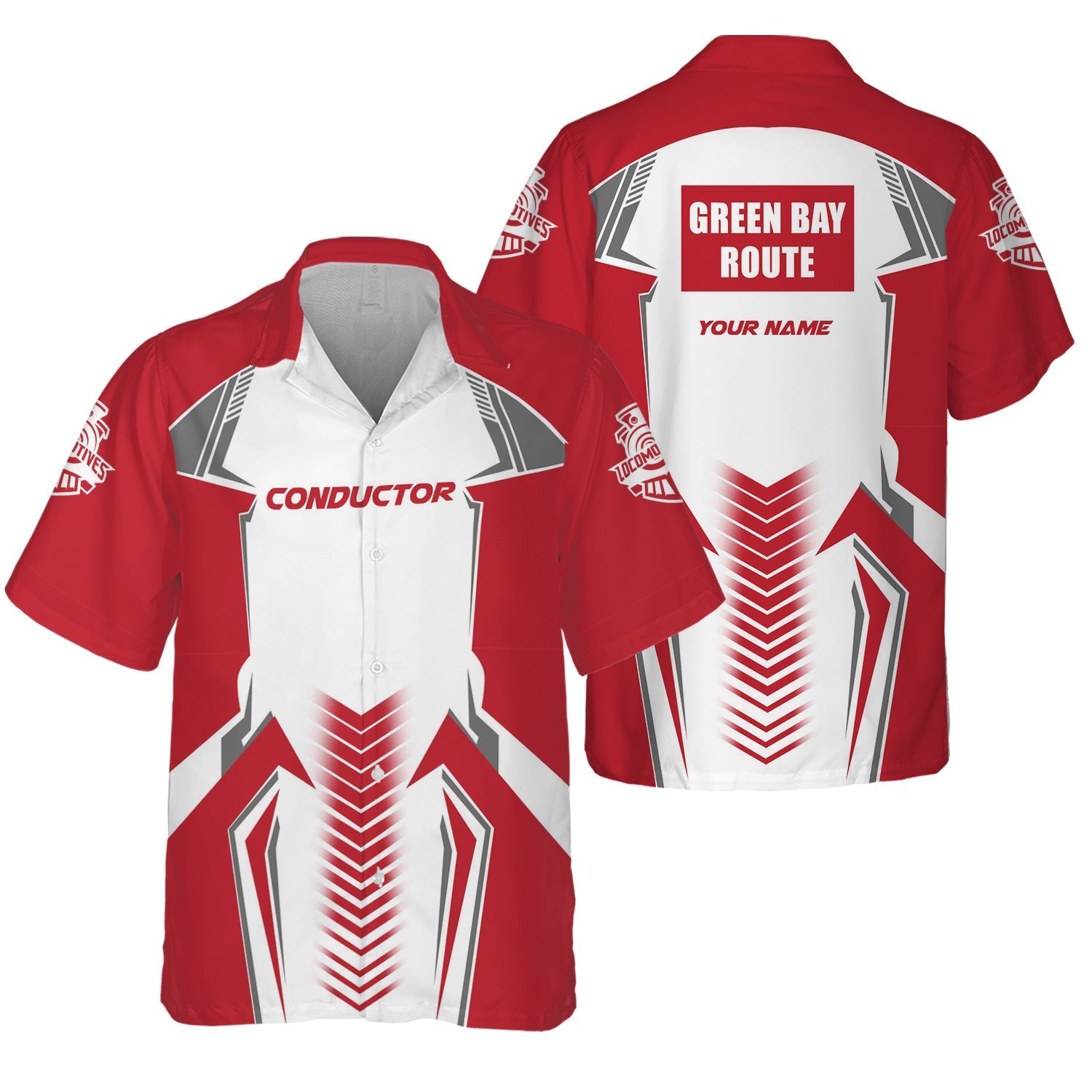 Railspirit Personalized Green Bay & Western Railroad Hawaiian Shirt Standout Style with Custom Position Train Shirt