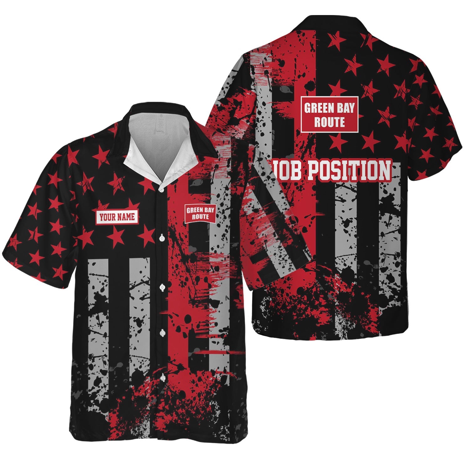 Railspirit Personalized Green Bay & Western Railroad Hawaiian Shirt Artistic Paint American Flag Style Train Shirt
