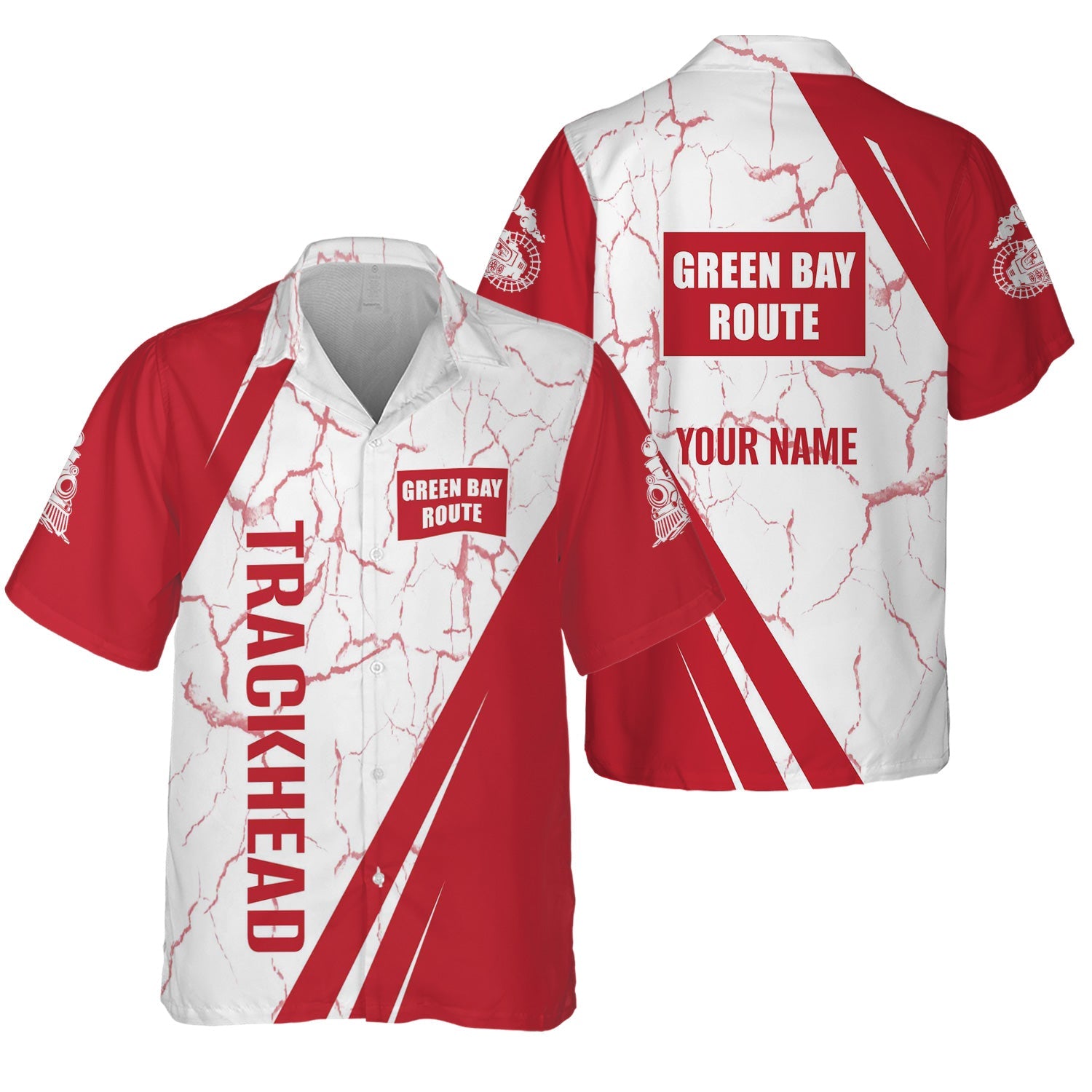 Railspirit Personalized Green Bay & Western Railroad Hawaiian Shirt Crackle Texture Style Shirt For Trackhead