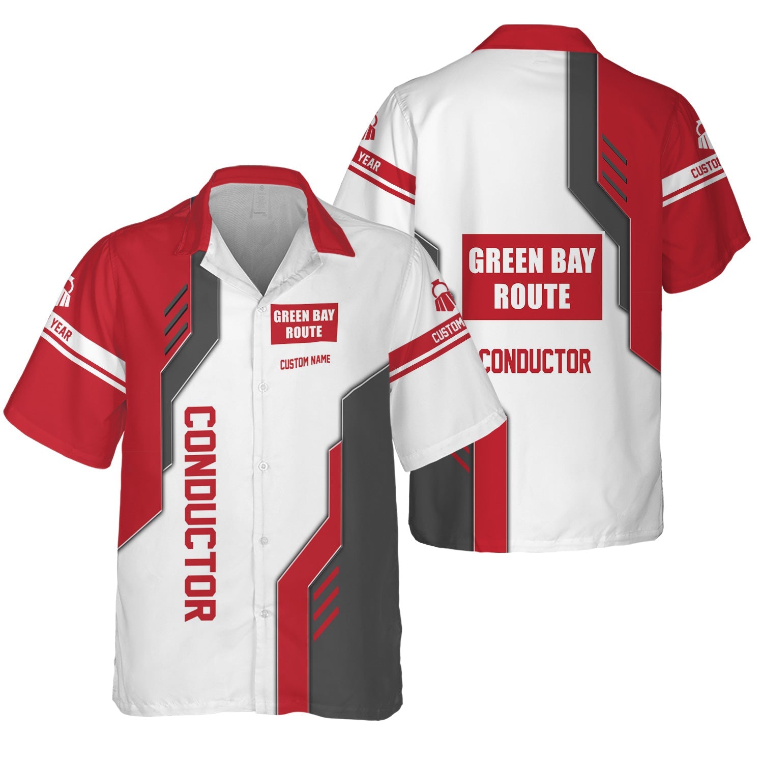 Railspirit Personalized Green Bay & Western Railroad Hawaiian Shirt Unique Railway Style with Custom Job Train Shirt