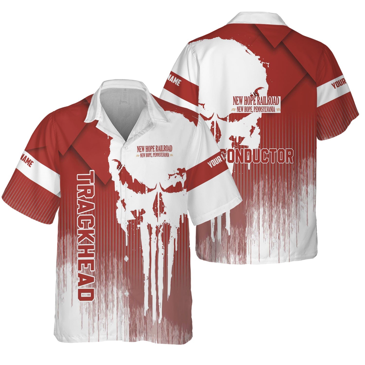 Railspirit Personalized New Hope Railroad Hawaiian Shirt Skull Design with Custom Job Train Shirt for Trackhead Crew