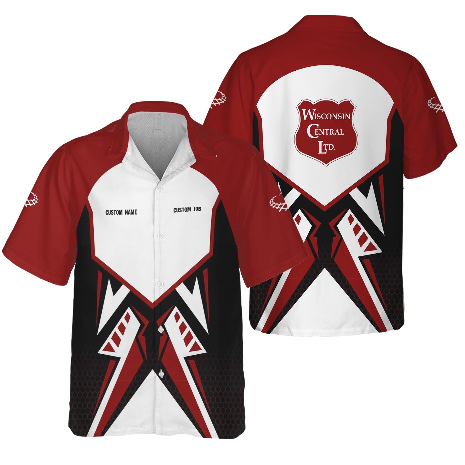 Railspirit Personalized Wisconsin Central Ltd Railroad Hawaiian Shirt Vibriant Style with Custom Position Train Shirt