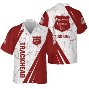 Railspirit Personalized Wisconsin Central Ltd Railroad Hawaiian Shirt Crackle Texture Style Shirt For Trackhead