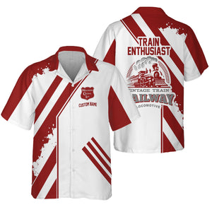 Railspirit Personalized Wisconsin Central Ltd Railroad Hawaiian Shirt Locomotive Design Train Shirt for Train Enthusiast