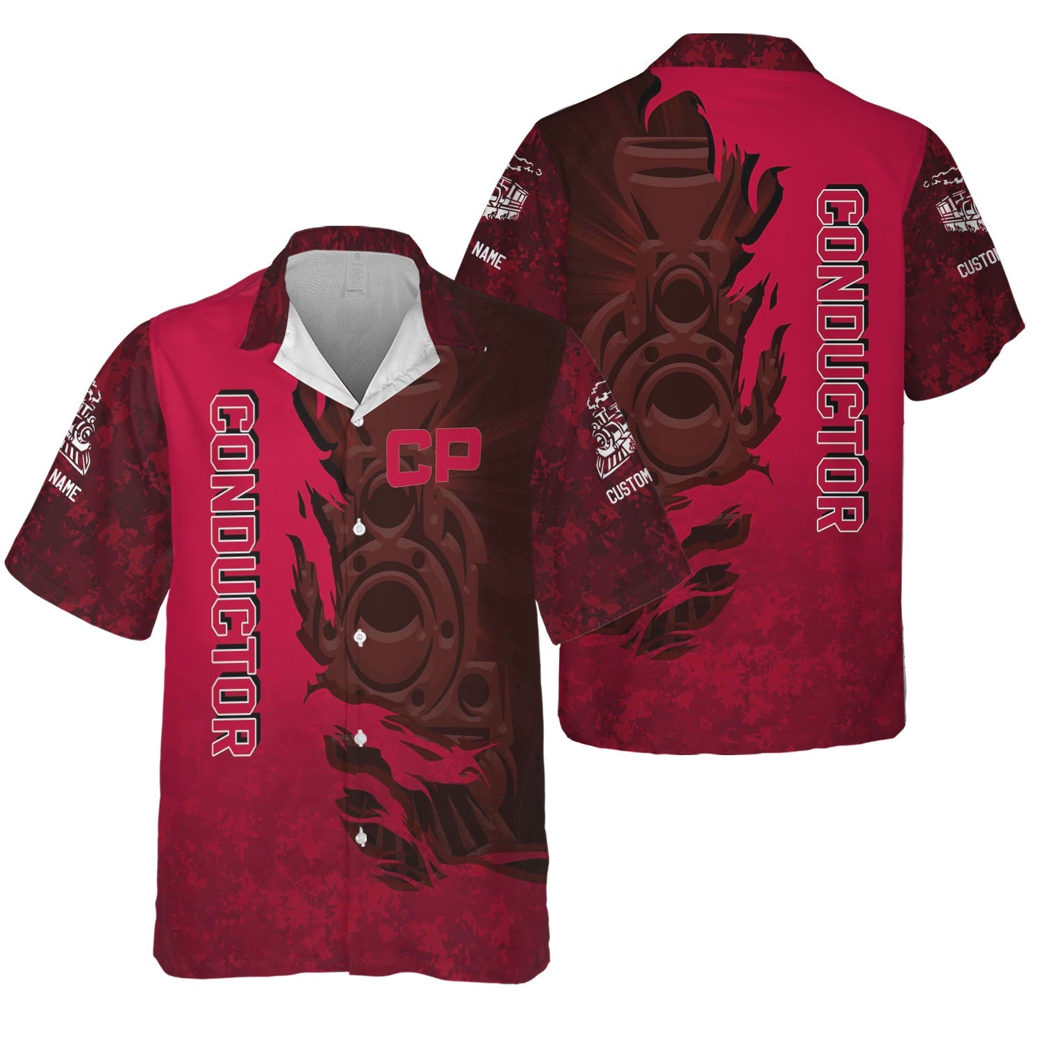 Railspirit Personalized Canadian Pacific Railroad Hawaiian Shirt Blazing Style with Custom Position Train Shirt