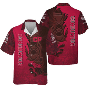 Railspirit Personalized Canadian Pacific Railroad Hawaiian Shirt Blazing Style with Custom Position Train Shirt
