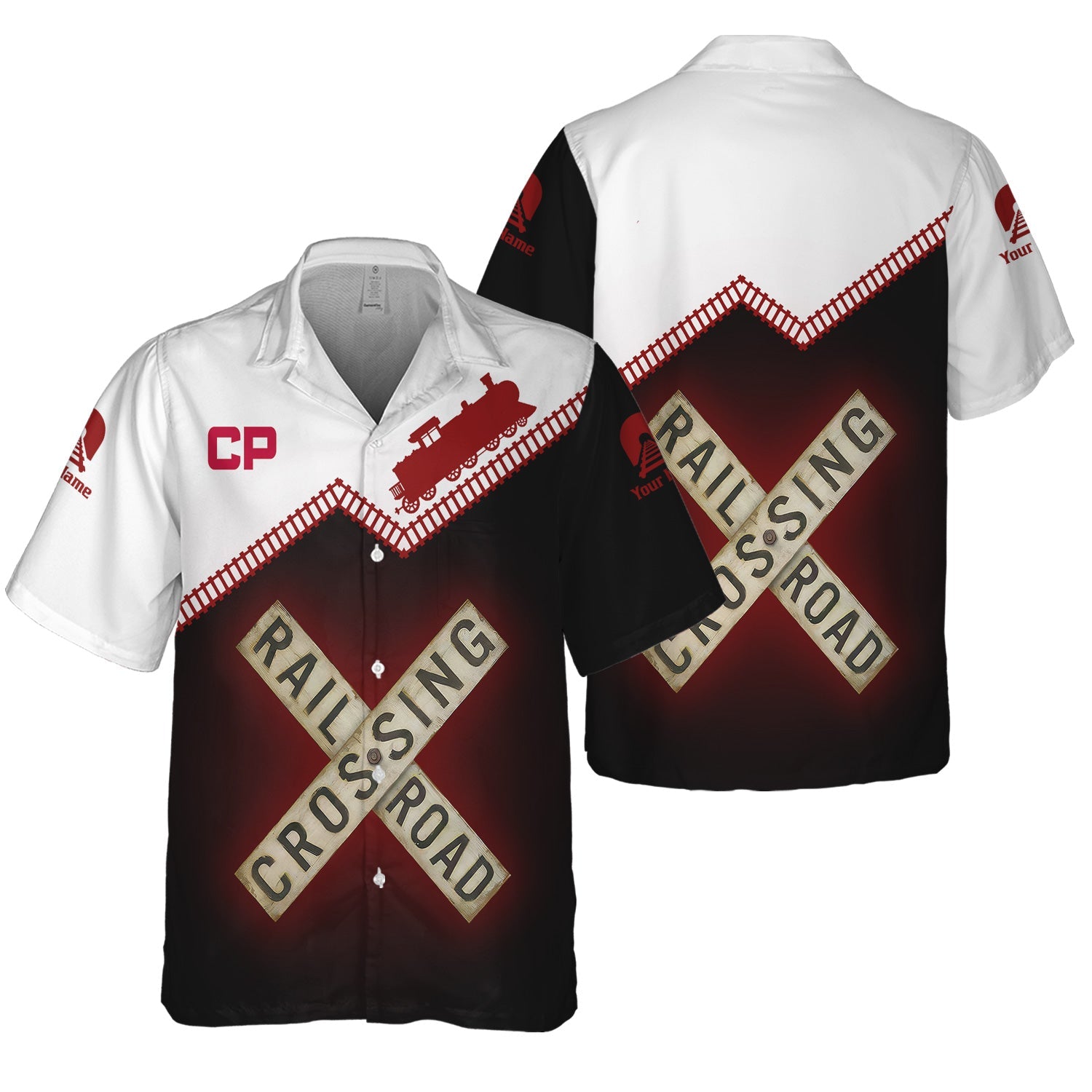 Railspirit Personalized Canadian Pacific Railroad Hawaiian Shirt Railroad Crossing Printed Train Track Shirt