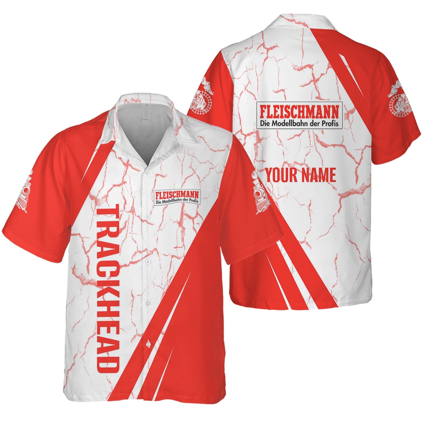 Railspirit Personalized Fleischmann And Western Railroad Hawaiian Shirt Crackle Texture Style Shirt For Trackhead