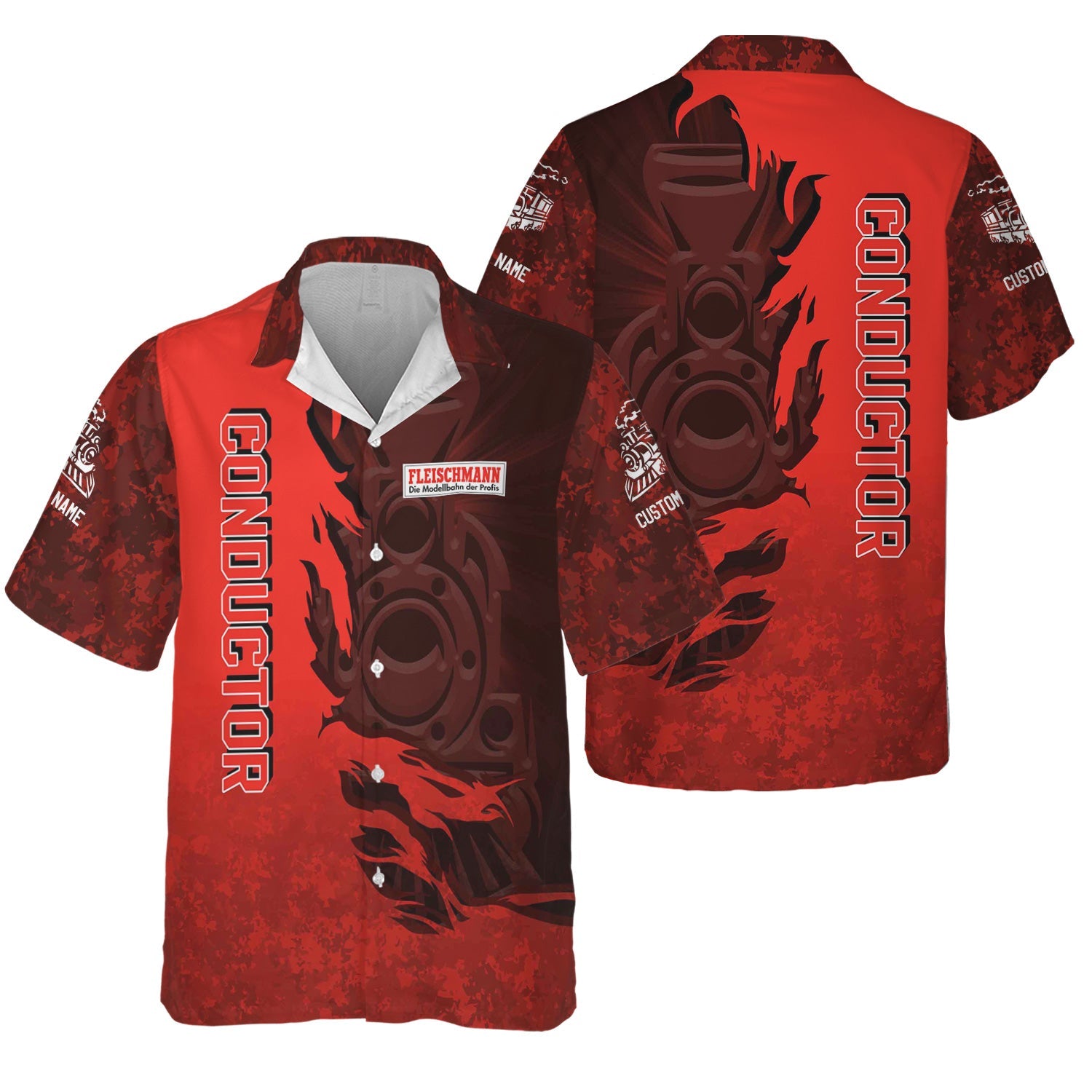 Railspirit Personalized Fleischmann And Western Railroad Hawaiian Shirt Blazing Style with Custom Position Train Shirt