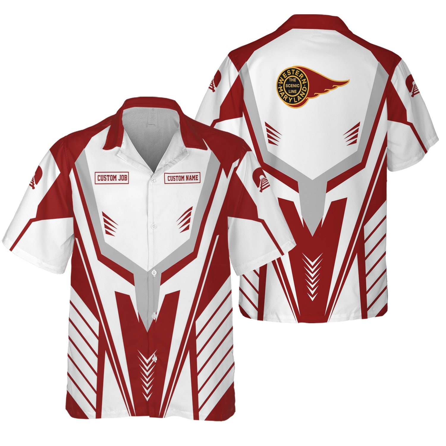 Railspirit Personalized Western Maryland Railway Hawaiian Shirt Workwear-Inspired with Custom Position Train Shirt