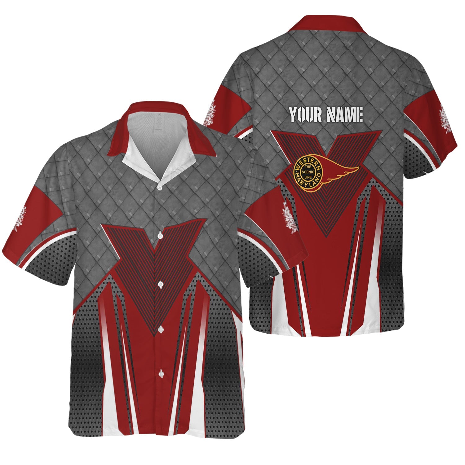 Railspirit Personalized Western Maryland Railway Hawaiian Shirt Rugged Steel Vibes Train Shirt All Over Print