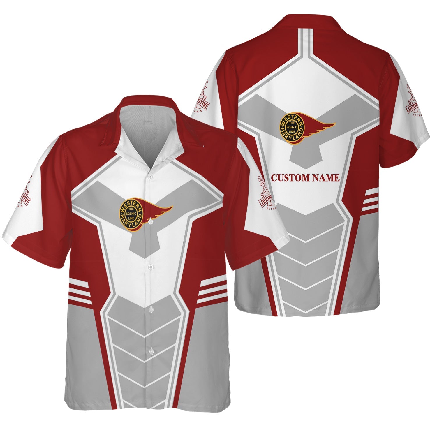 Railspirit Personalized Western Maryland Railway Hawaiian Shirt Engine-Inspired Style Train Shirt for Railroad Fanatic