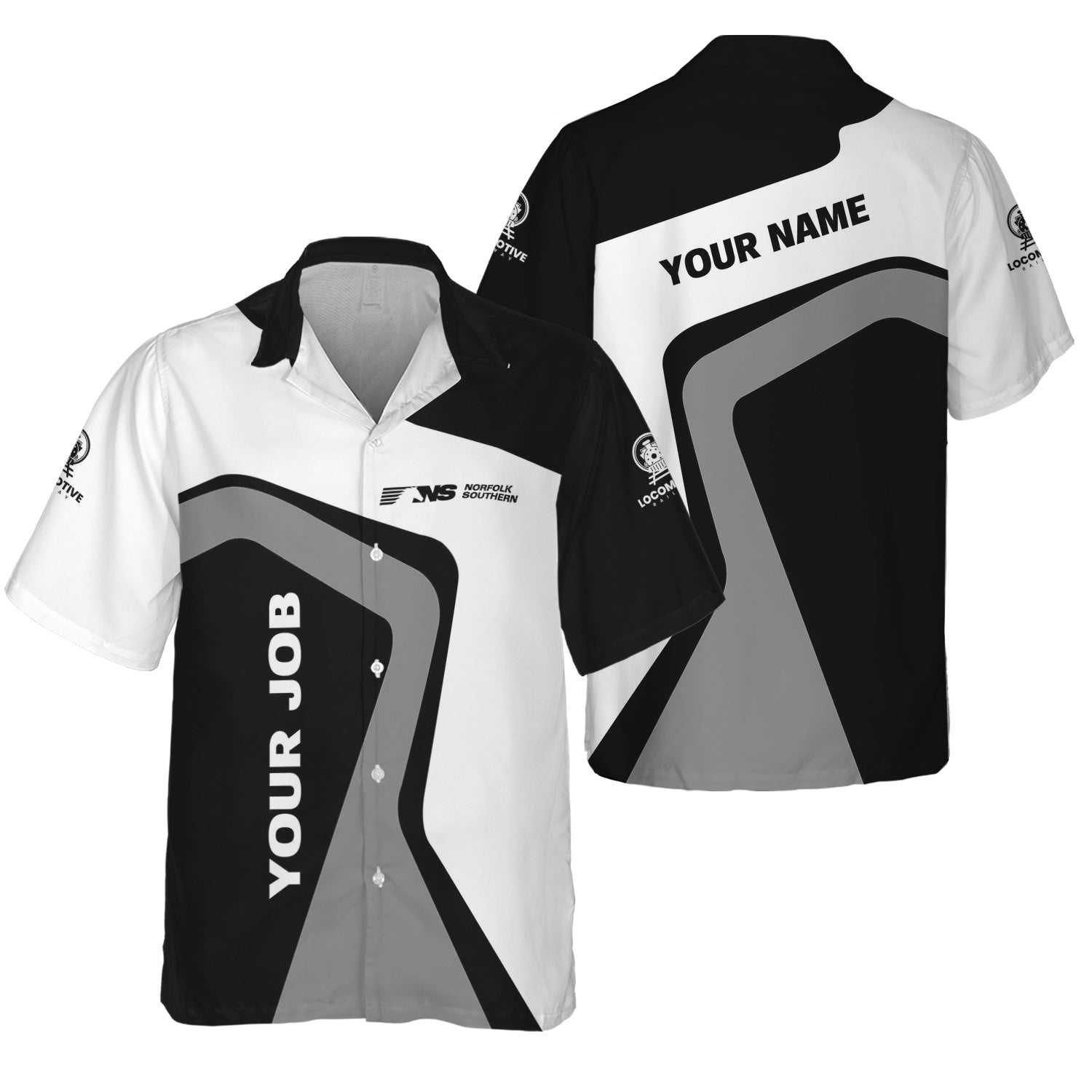 Railspirit Personalized Norfolk Southern Railway Hawaiian Shirt Unique Design with Custom Job Position Train Shirt