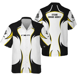 Railspirit Personalized Norfolk Southern Railway Hawaiian Shirt Distinctive Flame Style Shirt For Steam Engine Addict