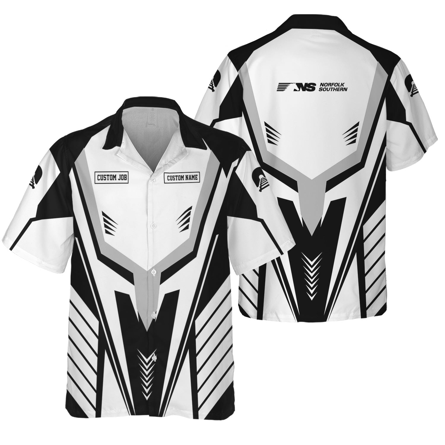 Railspirit Personalized Norfolk Southern Railway Hawaiian Shirt Workwear-Inspired with Custom Position Train Shirt