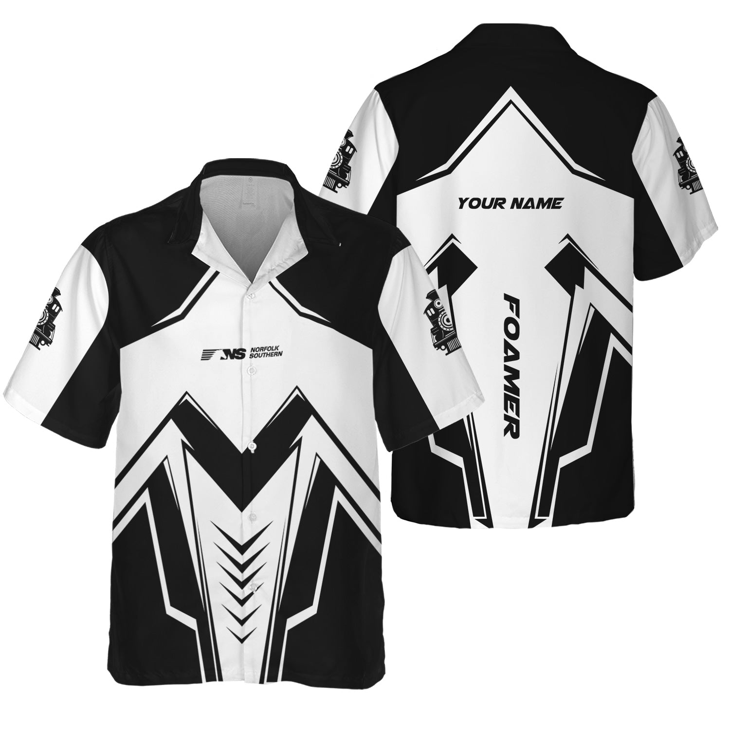 Railspirit Personalized Norfolk Southern Railway Hawaiian Shirt Railway Trainspotter Style Shirt Gift Idea For Foamers