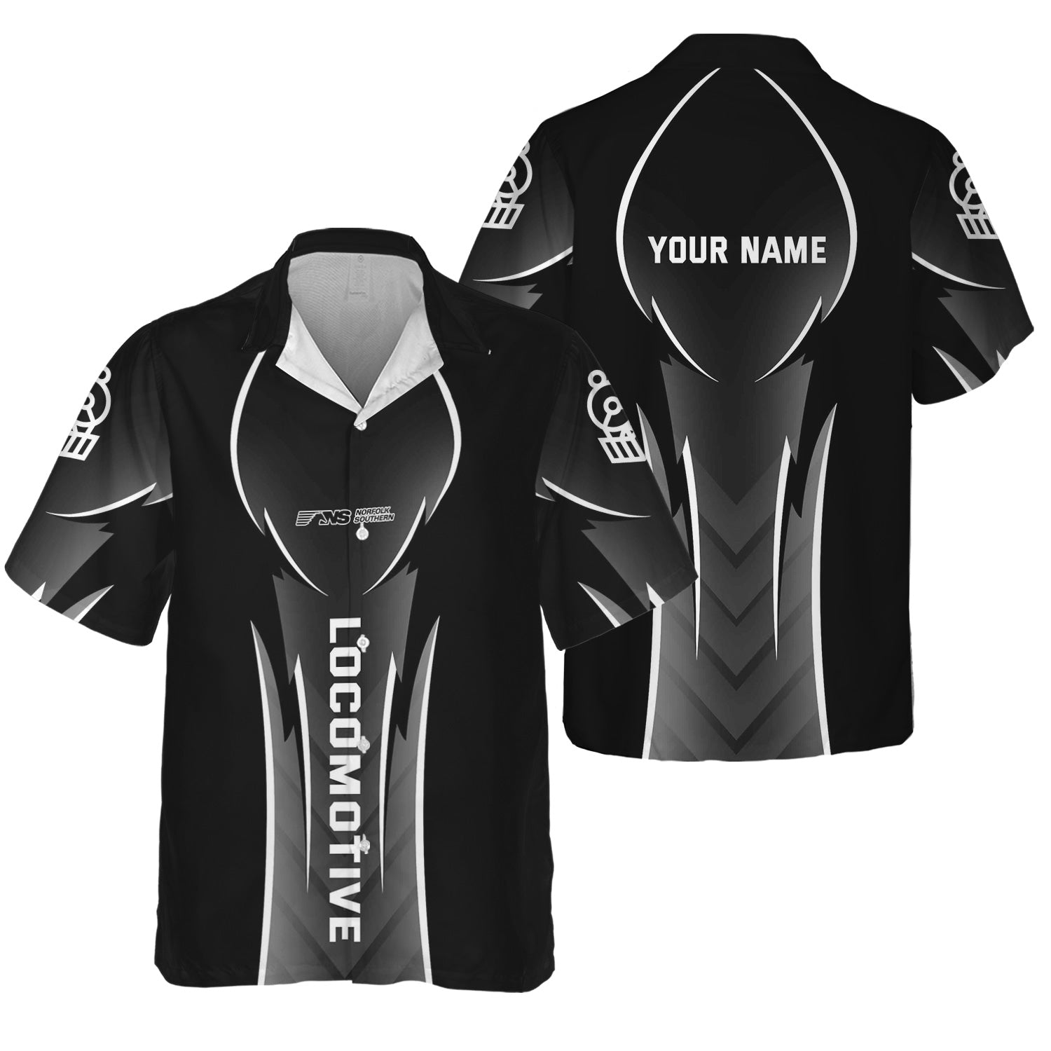 Railspirit Personalized Norfolk Southern Railway Hawaiian Shirt Striking Line Style Train Shirt For Locomotive Lovers