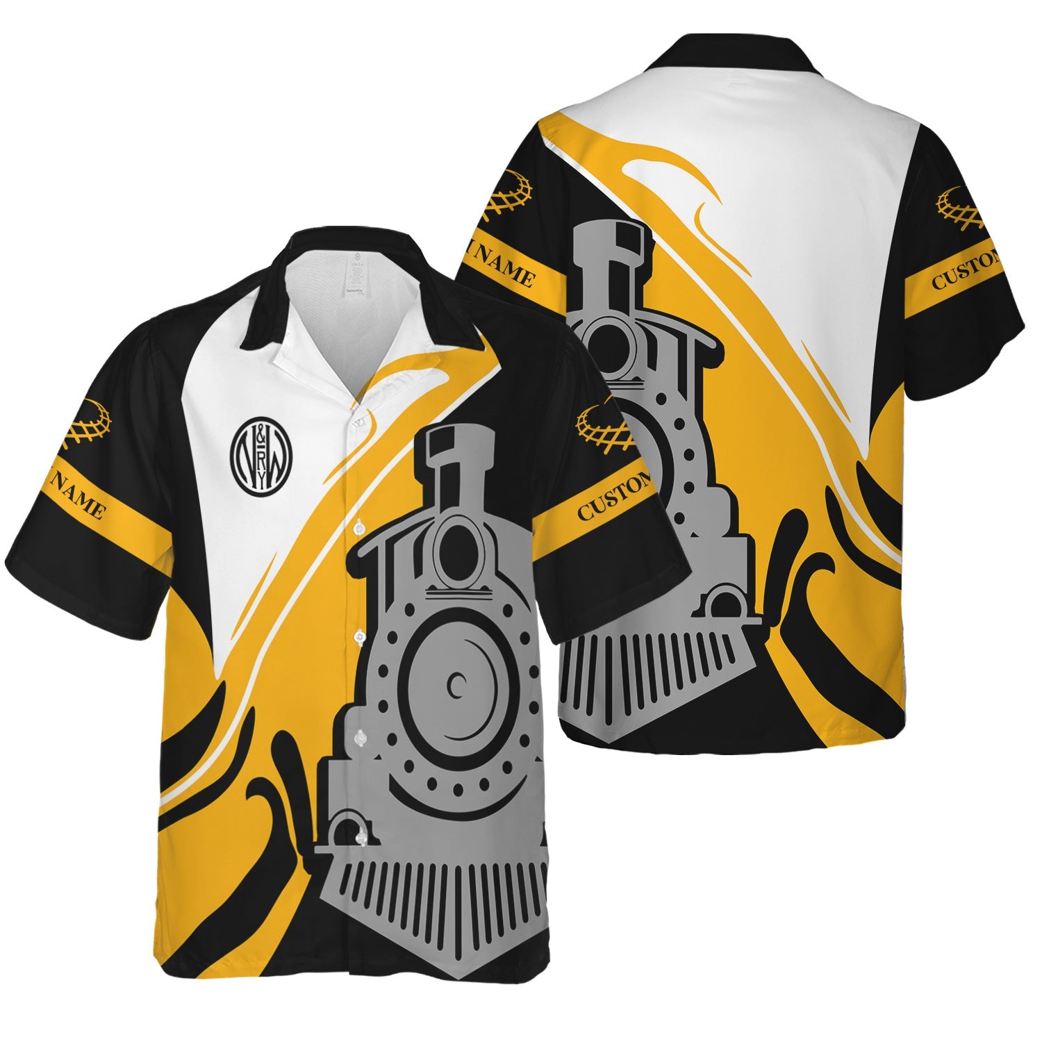 Railspirit Personalized Norfolk and Western Railway Hawaiian Shirt Flame-Inspired Style N&W Shirt Gift Idea For Train Lovers
