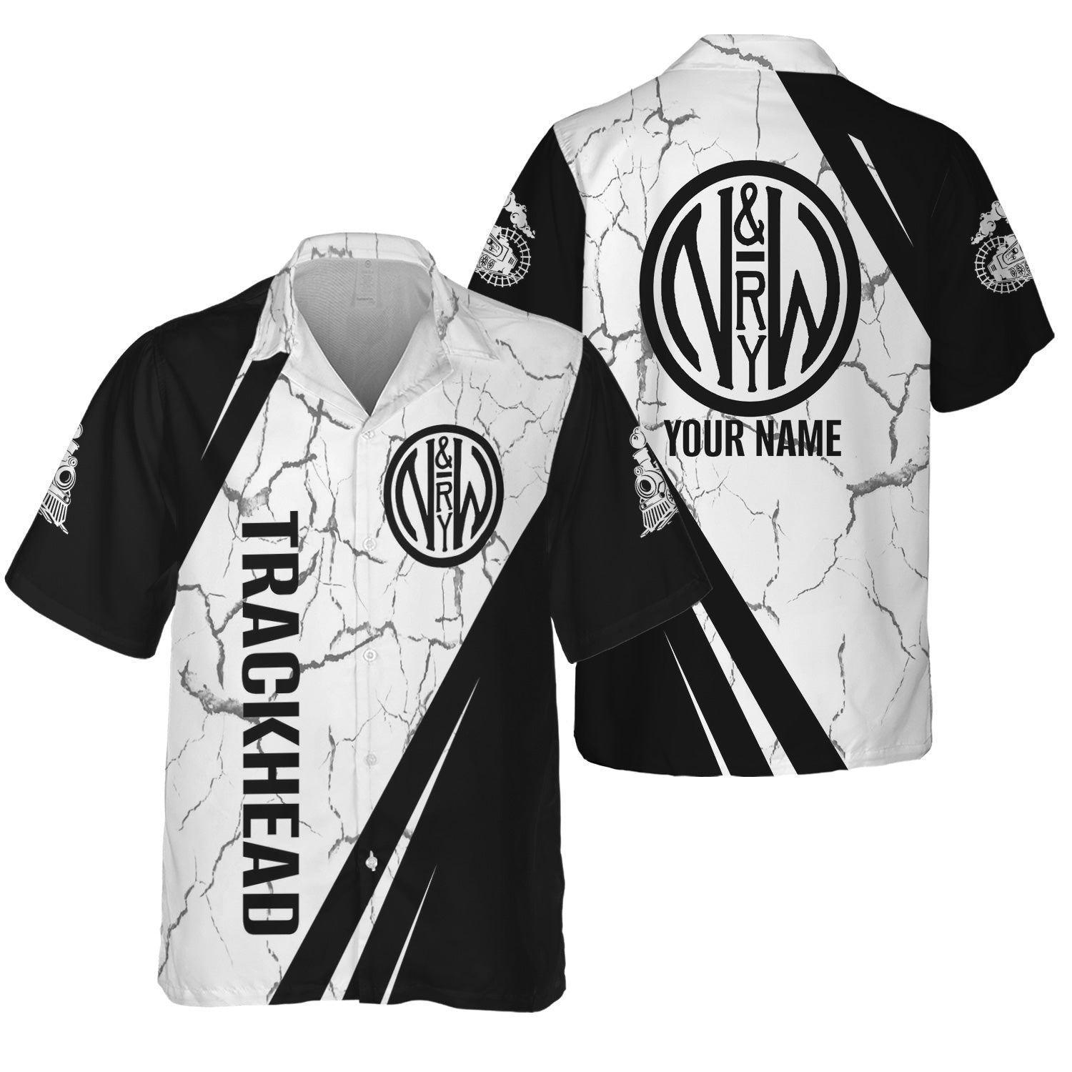 Railspirit Personalized Norfolk and Western Railway Hawaiian Shirt Crackle Texture Style N&W Shirt For Trackhead
