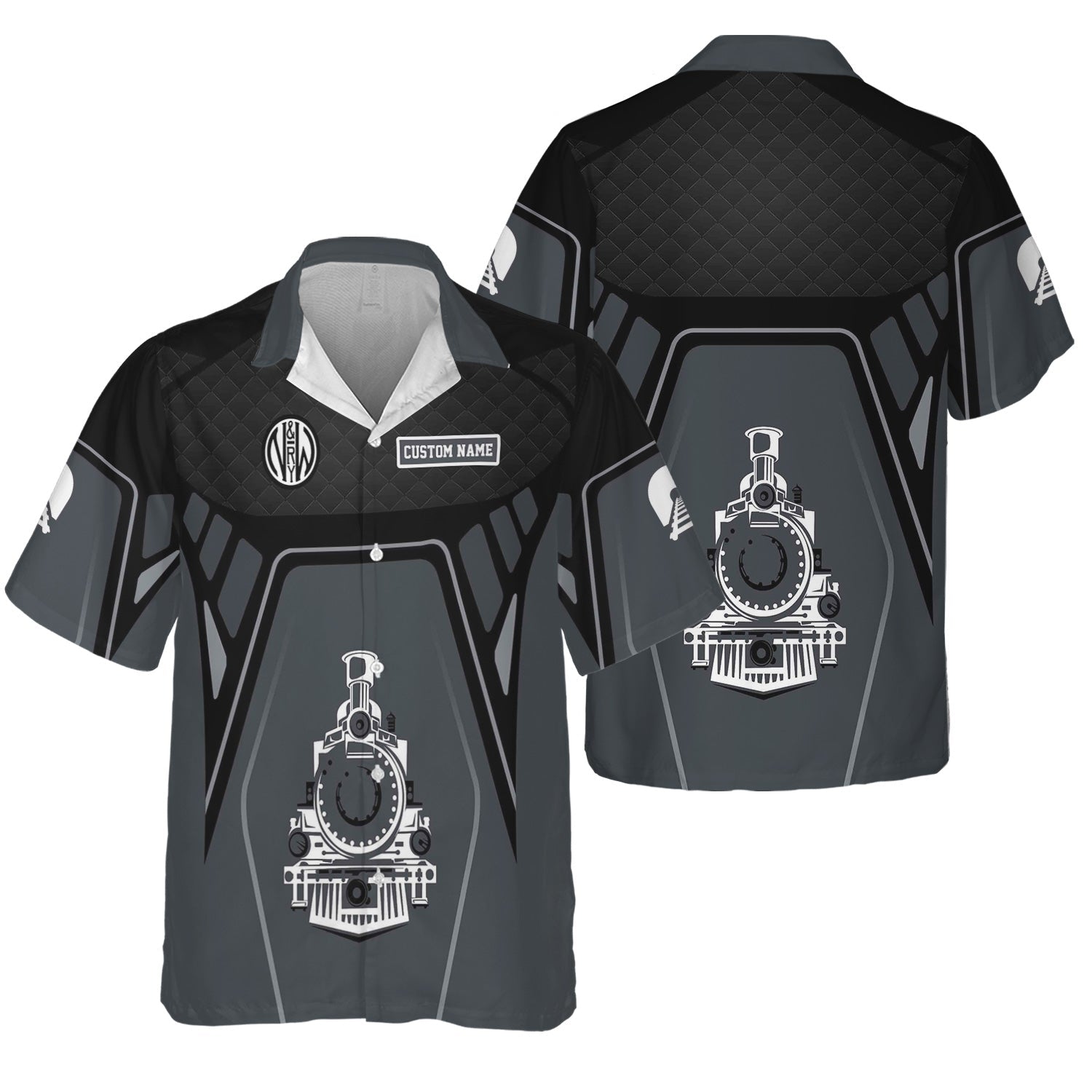 Railspirit Personalized Norfolk and Western Railway Hawaiian Shirt Steam Locomotive Engine Graphic N&W Train Shirt All Over Print