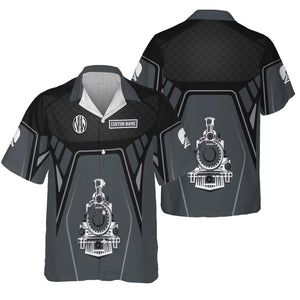 Railspirit Personalized Norfolk and Western Railway Hawaiian Shirt Steam Locomotive Engine Graphic N&W Train Shirt All Over Print